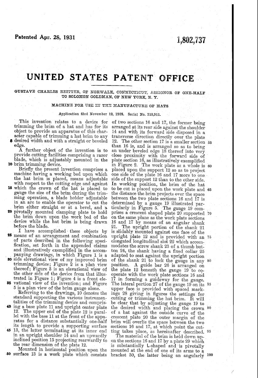 Vintage Brass G.C. Reitter Brim Cutter